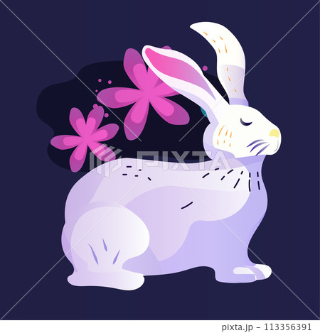 Happy Easter greeting card with rabbit spring holiday celebration card 113356391