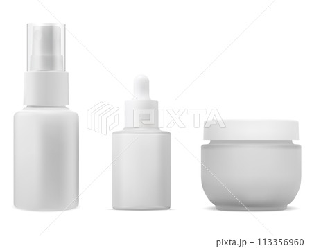 Cosmetic product mockup. Serum dropper, cream jar Cosmetic product mockup. Serum dropper, cream jar 113356960