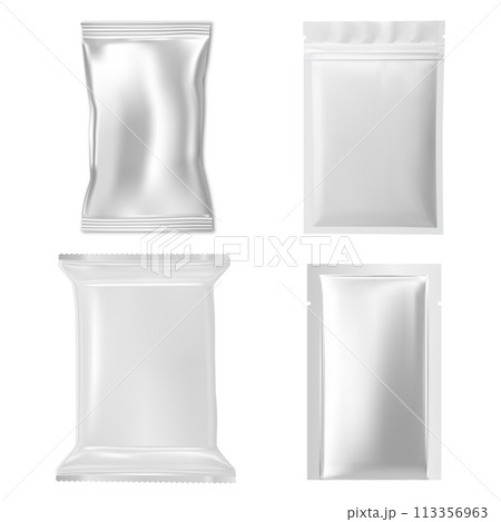 Zipper foil bag mockup. Aluminum plastic pouch 113356963