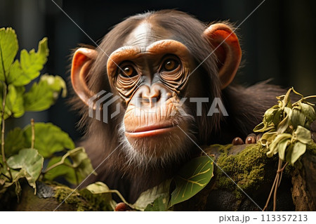 Portrait of a chimpanzee on the loose. 113357213