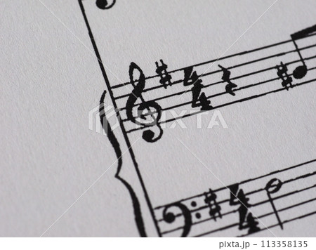 Treble clef on staff 113358135