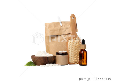 PNG,A paper bag with collagen, isolated on white background 113358549