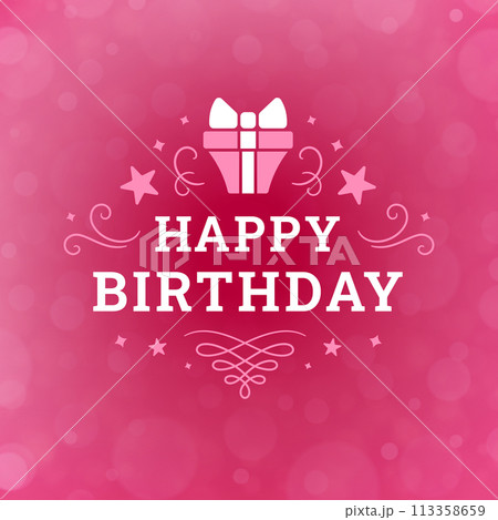 Happy birthday pink gift box vintage greeting card typographic template vector illustration 113358659