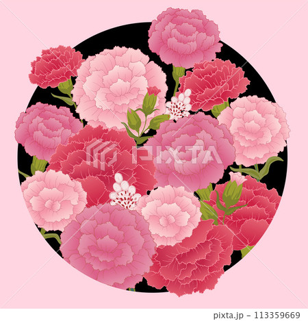 Bountiful Carnation Bouquet Vector Illustration for the Month of Gratitude, Month of Family, Love, and Respect 113359669