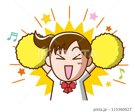 元気に応援する女の子(夏服・リボン) 元気に応援する女の子(夏服・リボン) 113360027