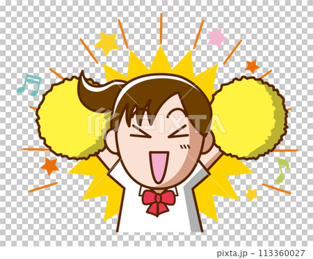 元気に応援する女の子(夏服・リボン) 元気に応援する女の子(夏服・リボン) 113360027