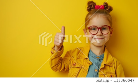 Cute girl showing thumb up 113360047