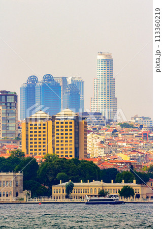 skyscrapers in the far distance of the of the old city center skyscrapers in the far distance of the of the old city center 113360219