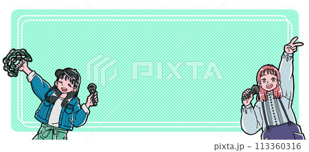 カラオケをする人々のフレーム 113360316