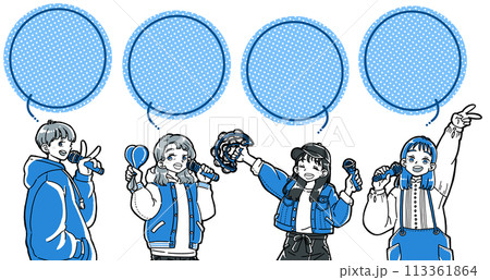 カラオケをする人々のふきだし 113361864