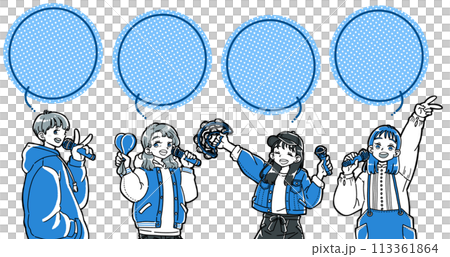 カラオケをする人々のふきだし 113361864