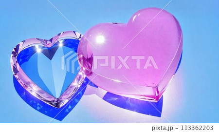 青い空間にあるハートのオブジェクト/Heart object in blue space 青い空間にあるハートのオブジェクト/Heart object in blue space 113362203