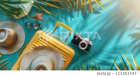 A set of essentials for a summer trip 113363147