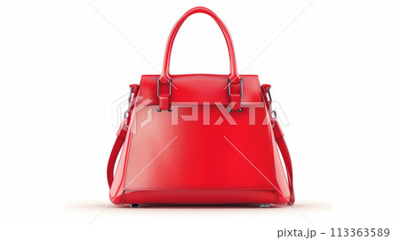 Bright red Fashionable Handbag on White 113363589