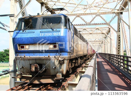 赤川鉄橋を渡る貨物列車 赤川鉄橋を渡る貨物列車 113363596