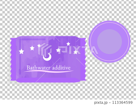 パッケージに入った、リラックス効果のある入浴剤イメージイラスト パッケージに入った、リラックス効果のある入浴剤イメージイラスト 113364599