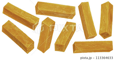 Sweet potato sticks isolated on white background with clipping path, full depth of field 113364633