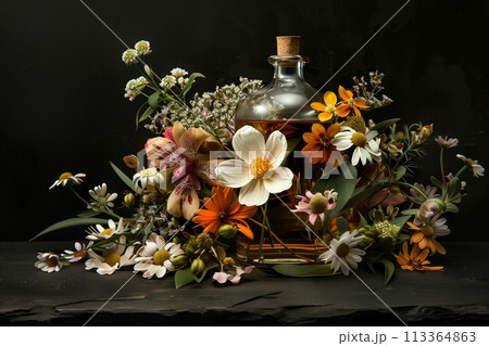 Natural bach flower essence still life 113364863