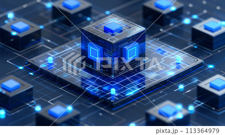 FinTech：銀行や証券、保険などの金融分野とITの融合：PC基板にビルが林立