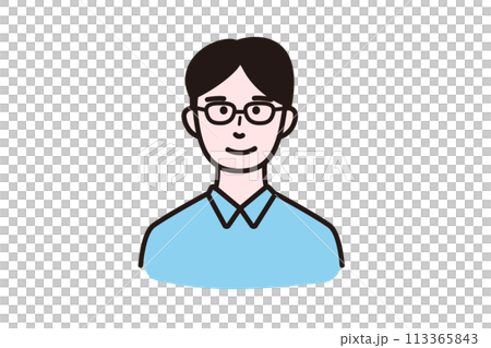 Illustration of a man wearing glasses Illustration of a man wearing glasses 113365843
