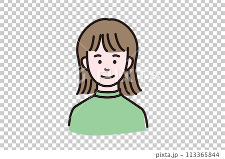 Illustration of the upper body of a smiling young woman Illustration of the upper body of a smiling young woman 113365844