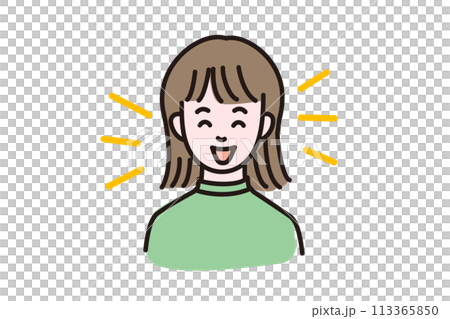 笑顔で喜ぶ女性 笑顔で喜ぶ女性 113365850