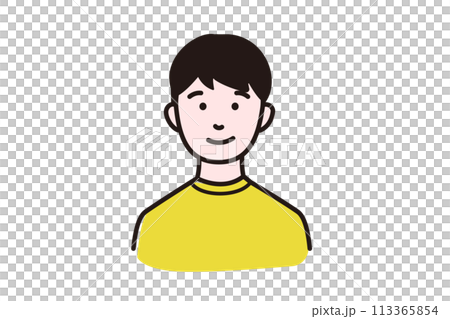 黄色い服の笑顔の男性　上半身 113365854