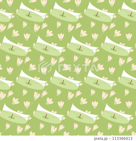 Scented candle seamless pattern. Aroma spa accessory endless background. Home decor item repeat cover. Vector cartoon flat illustration 113366813