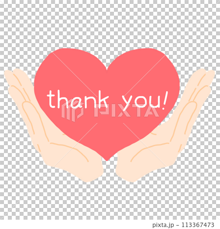 thank you ありがとう 気持ちを伝える　一言メッセージ　手書きイラスト 113367473