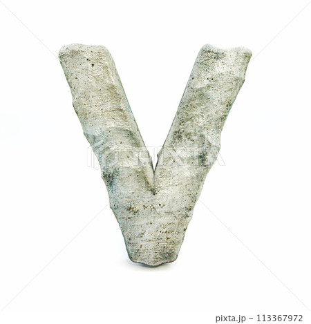 Stone font Letter V 3D Stone font Letter V 3D 113367972