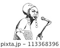 ジャズ女性ボーカル、線画 113368396
