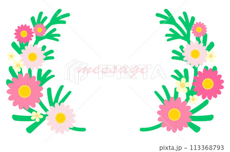 ピンクのマーガレットの左右の装飾フレーム ピンクのマーガレットの左右の装飾フレーム 113368793