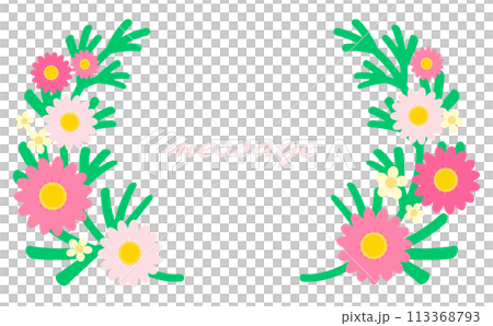 ピンクのマーガレットの左右の装飾フレーム ピンクのマーガレットの左右の装飾フレーム 113368793