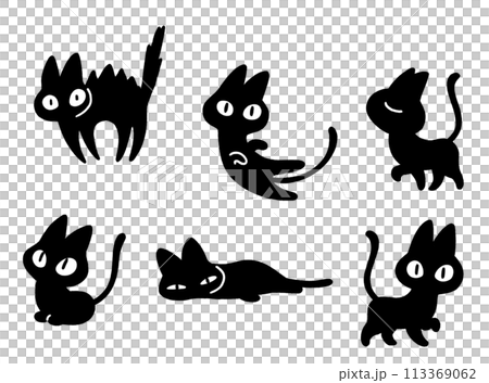 黒猫セットのイラスト素材 [113369062] - PIXTA