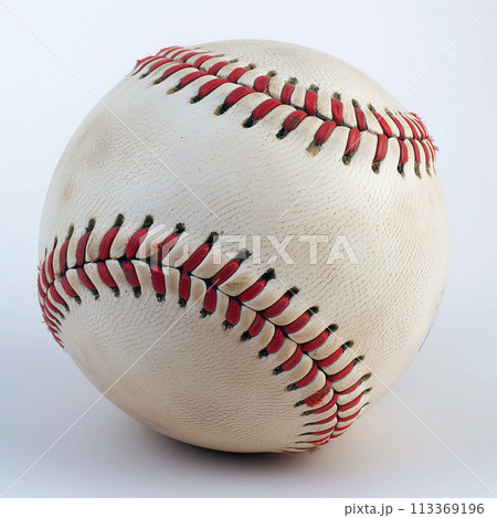 Well Used Baseball Ball on White Background Well Used Baseball Ball on White Background 113369196