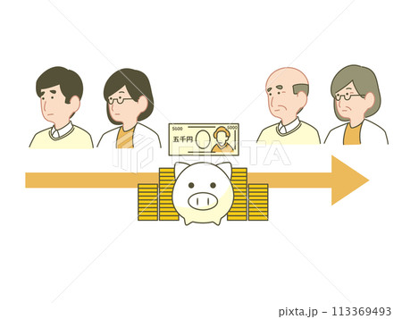 ビジネス用シンプルイラスト：老後資金の積立イメージ 113369493