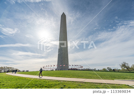 Washington monument in sunny day, National Mall, Washington D.C., USA Washington monument in sunny day, National Mall, Washington D.C., USA 113369834