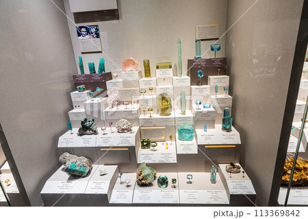 Washington DC, April 8 2023 - Gems and minerals minerals display in Smithsonian National Museum of Natural History Washington DC, April 8 2023 - Gems and minerals minerals display in Smithsonian National Museum of Natural History 113369842