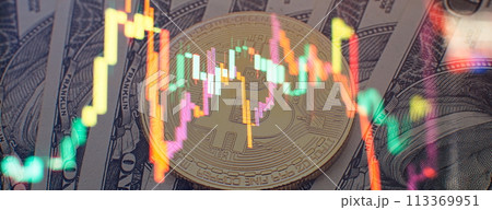 Business success and growth concept.Stock market business graph chart on digital screen. 113369951