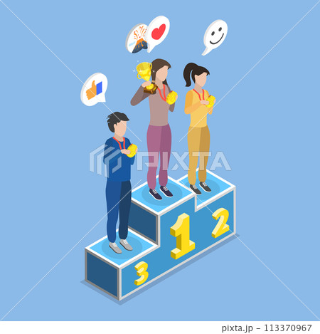 3D Isometric Flat Vector Illustration of School Competition On Contest, Competition Winner 113370967
