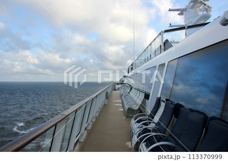 The upper deck of a large ocean-going tourist ship. The upper deck of a large ocean-going tourist ship. 113370999