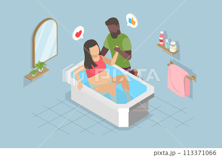 3D Isometric Flat Vector Illustration of Childbirth, Giving Birth at Home 3D Isometric Flat Vector Illustration of Childbirth, Giving Birth at Home 113371066