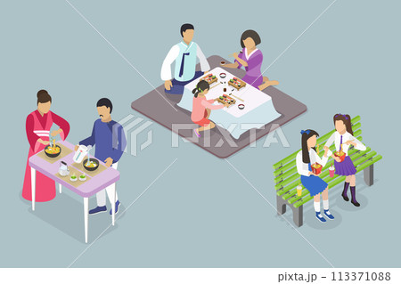 3D Isometric Flat Vector Illustration of Korean or Japanese Food, Translation Oriental Cuisine 3D Isometric Flat Vector Illustration of Korean or Japanese Food, Translation Oriental Cuisine 113371088
