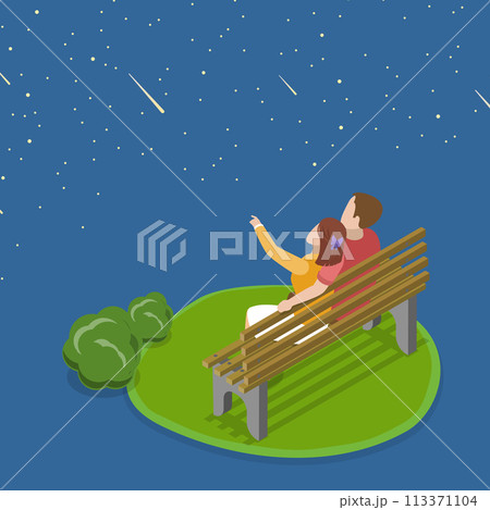 3D Isometric Flat Vector Illustration of Romantic Evening, Lovely Relationship 113371104
