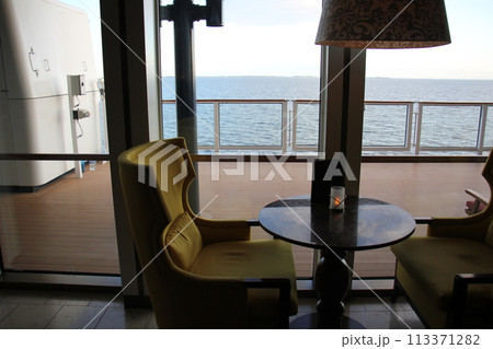 The upper deck of a large ocean-going tourist ship. The upper deck of a large ocean-going tourist ship. 113371282