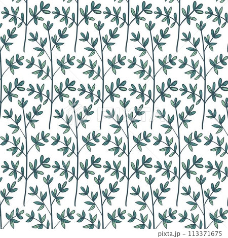 Seamless flowewrs and leaves pattern. Vector illustration 113371675