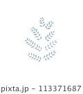 Green curved sprout with silhouette leaf. Icon Isolated on white. 113371687