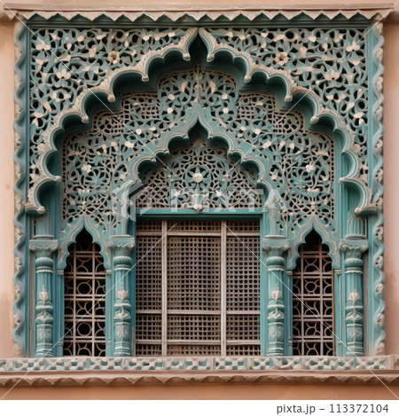 Ornament lattice window in india Ornament lattice window in india 113372104