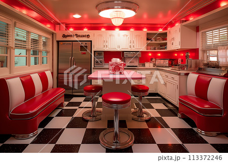 Kitchen retro vintage interior Kitchen retro vintage interior 113372246