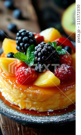 A classic Creme brulee, served in a ramekin, combination of creamy custard and caramelized sugar 113372830